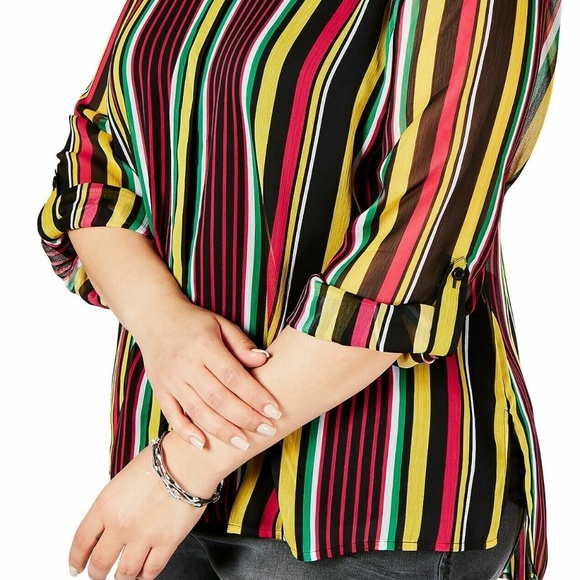 (NWT) INC International Concepts Women's Party Stripe Sheer Top Plus Size 2X - Picture 5 of 14